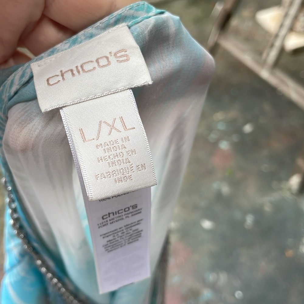 Chicos, ocean wave, sequin and chain, caftan cover-up - Picture 4 of 8